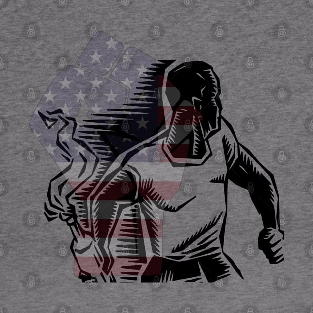 Black man Riot with Molotov cocktail USA Fist Flag by TheContactor